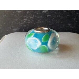 925 Sterling Silver Floral Glass Bead/Pendant Vintage